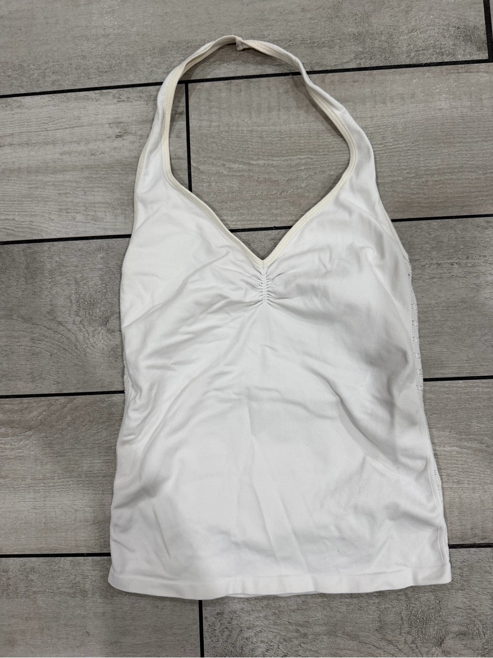 Free People Ivory Halter Ruched Front Tank